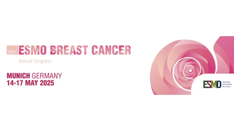 Pink text ESMO Breast cancer congress logo