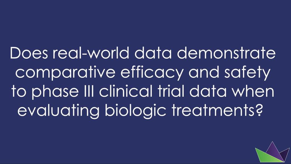 Does real-world data demonstrate comparative efficacy and safety to phase III clinical trial data when evaluating biologic treatments?