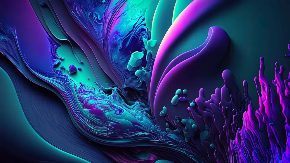 Blue, green and purple abstract wave